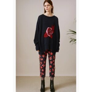 Markus Lupfer Navy Sweater With Rose
